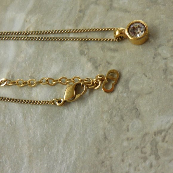 Collier Christian Dior vintage 1970 1980 serti pierre blanche - Picture 3 of 4